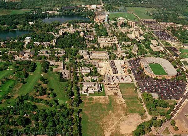 Aerial view of Notre Dame Campus from 1990