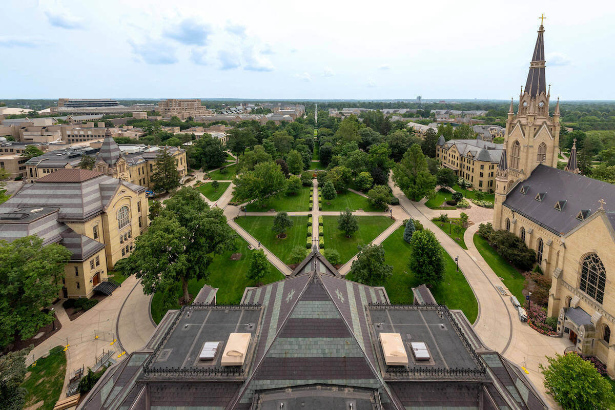 A view of Notre Dame Campus facing South from The Dome.