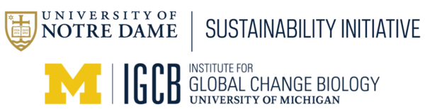 Logos of Notre Dame's Sustainability Initiative and Michigan's Institute for Global Change Biology