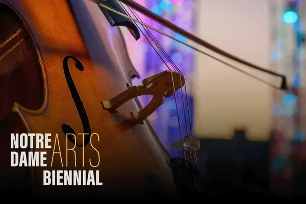 A performer plays the cello near the South Bend River Lights, a public art installation located downtown.
